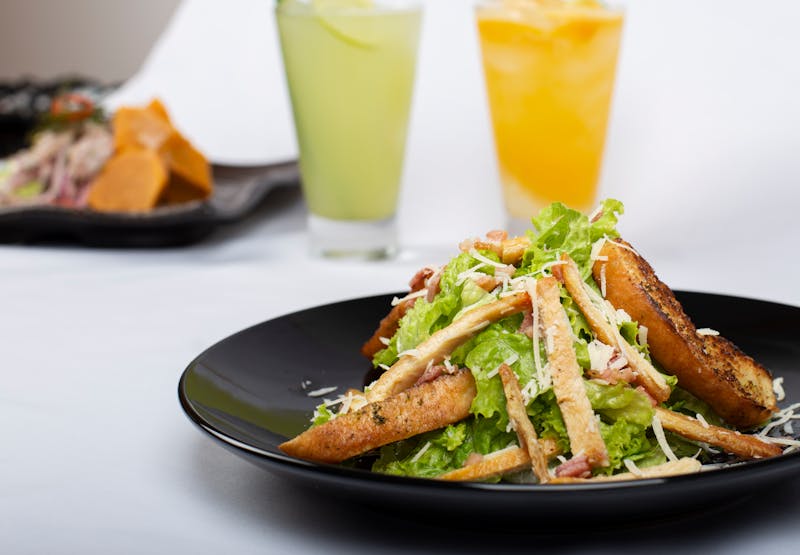 Fresh Caesar salad with croutons